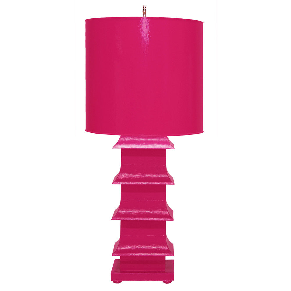 Worlds Away Large Pagoda Table Lamp – Hot Pink