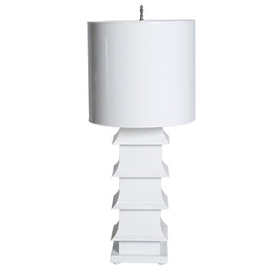 Worlds Away Large Pagoda Table Lamp  – White
