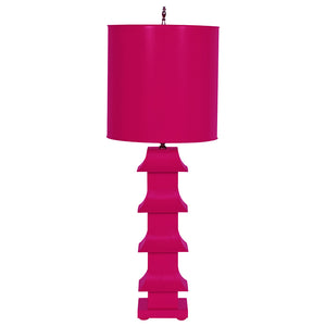 Worlds Away Pagoda Table Lamp with Shade – Hot Pink
