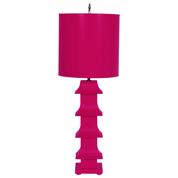 Worlds Away Pagoda Table Lamp with Shade – Hot Pink - Scenario Home