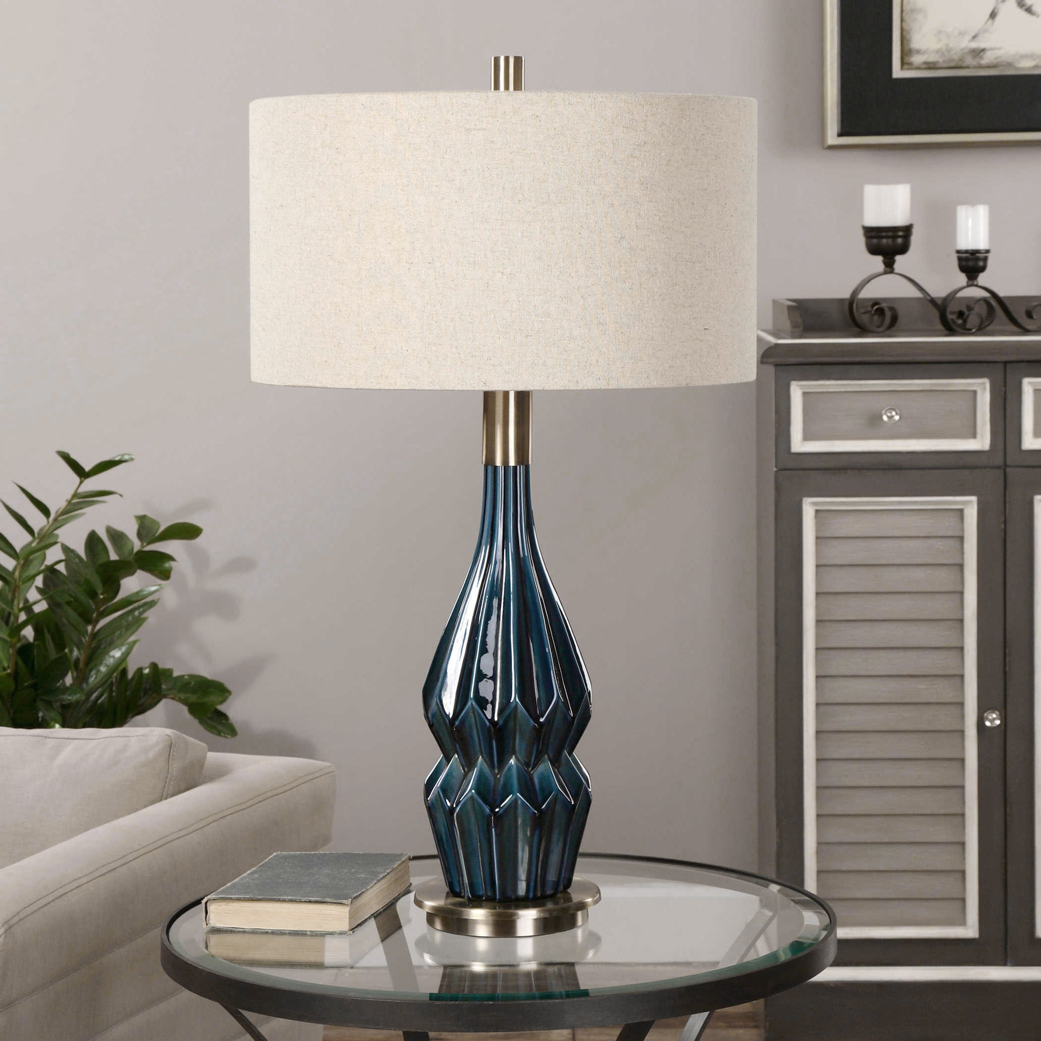 Prussian Blue Ceramic Lamp