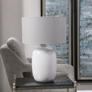 Winterscape White Glaze Table Lamp