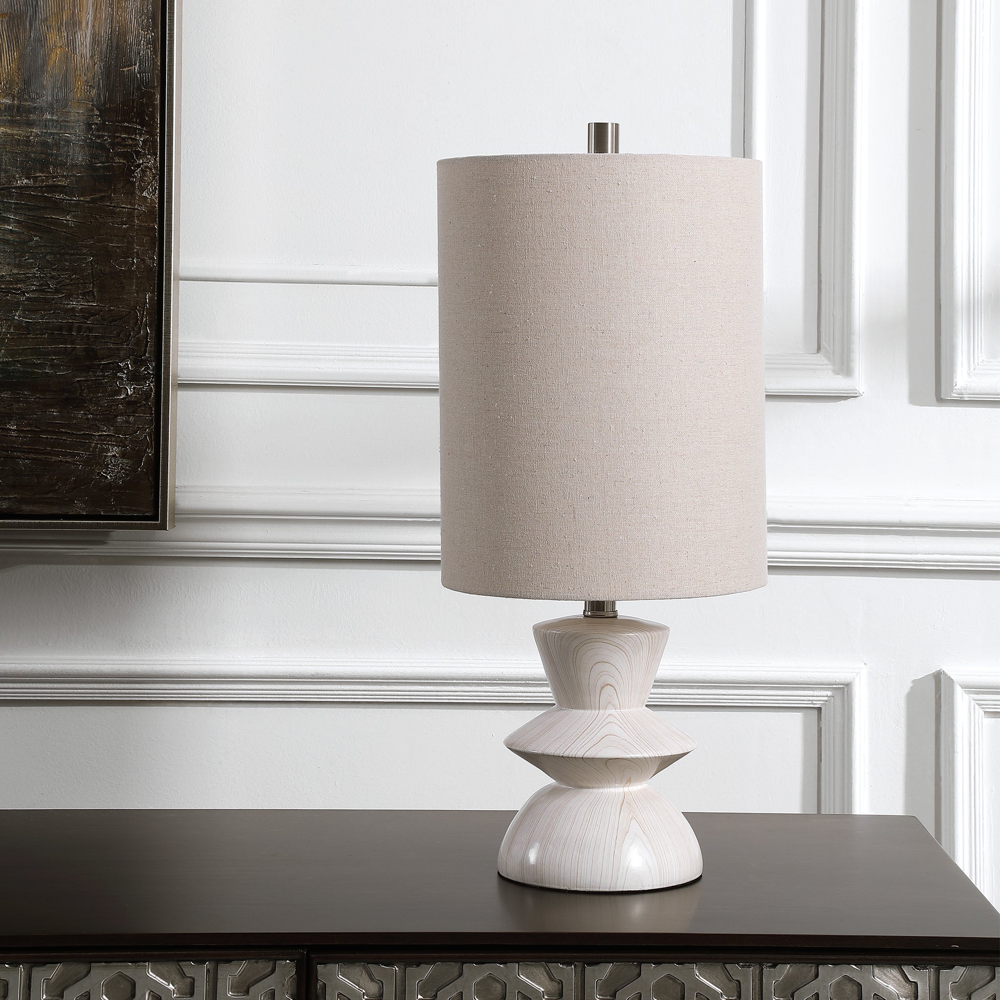 Uttermost Stevens Bleached Wood Buffet Lamp Scenario Home