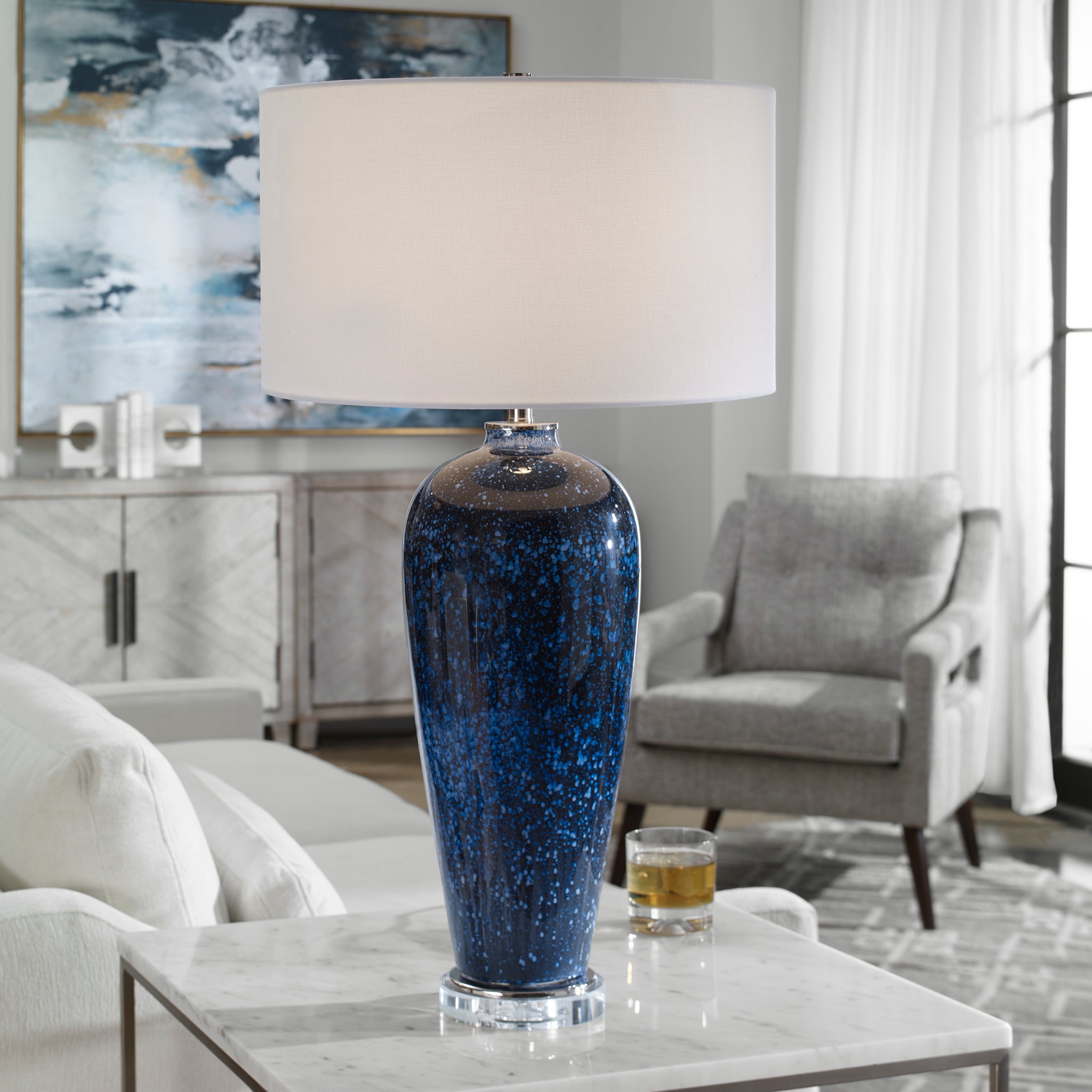 Navy table lamp base top