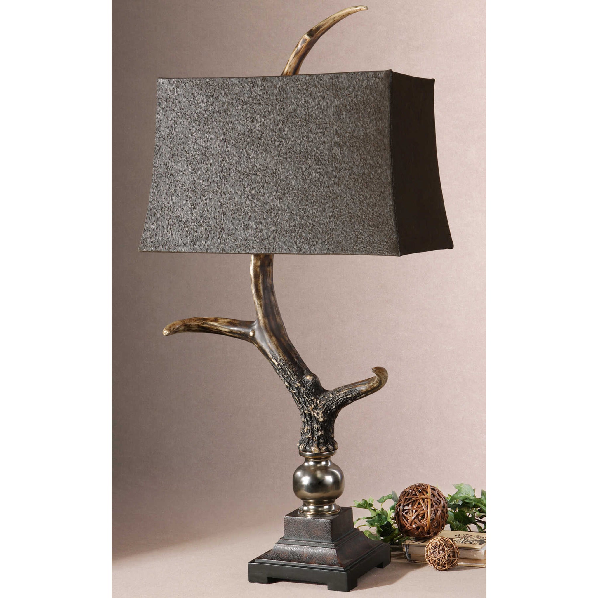 Stag Horn Dark Shade Table Lamp Scenario Home