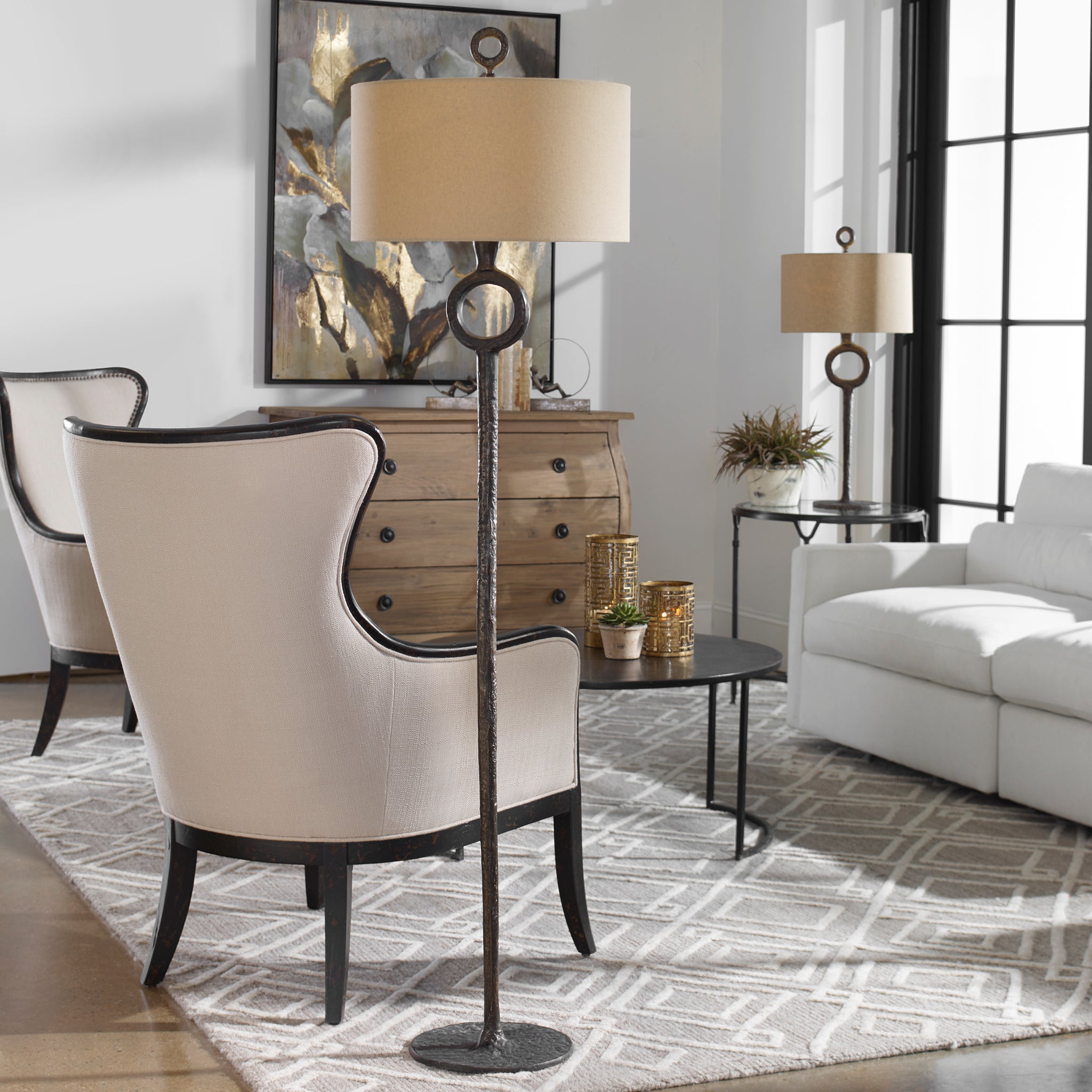 Cast iron shop floor lamp