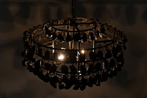 Vulcan Chandelier, Black Metal with Black Rocks
