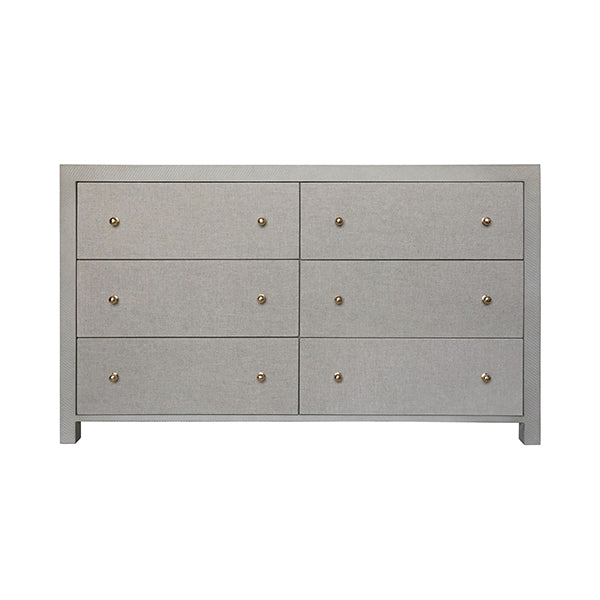 white floral homecoming dresses Worlds Away Lowery Six Drawer Grey Linen Dresser