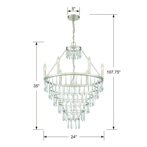 Lucille 6 Light Antique Silver Chandelier