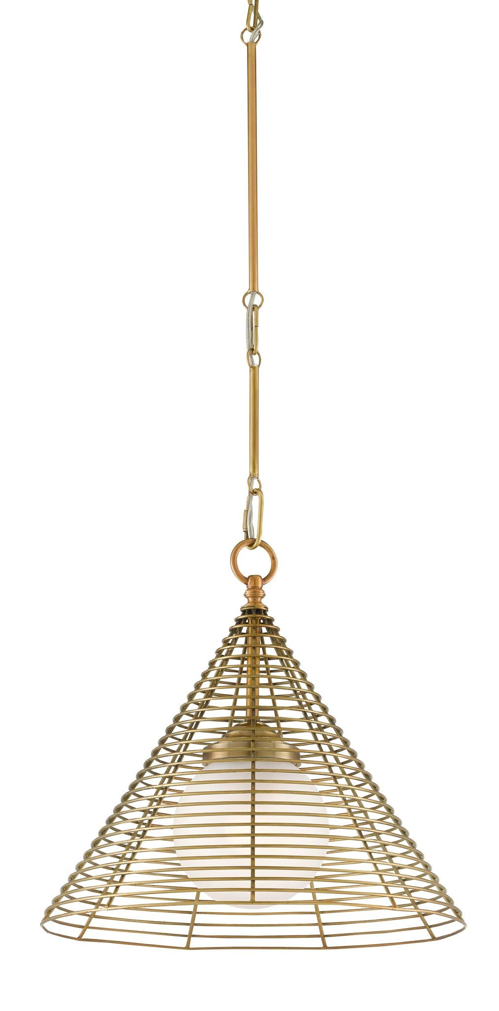 Currey and Company Nadir Pendant - Antique Brass/Frosted Glass