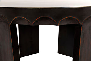 Fluted Side Table, Pale with Light Brown Trim