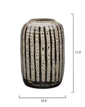 Barnaby Vase in Beige & Black Ceramic