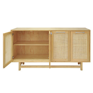 Worlds Away Macon Cabinet with Cane Door Fronts - Pine