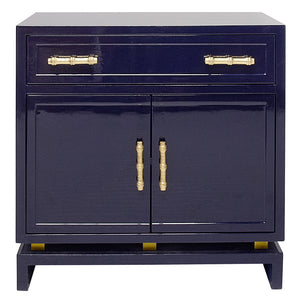 Worlds Away Marcus Nightstand with Bamboo Details – Navy