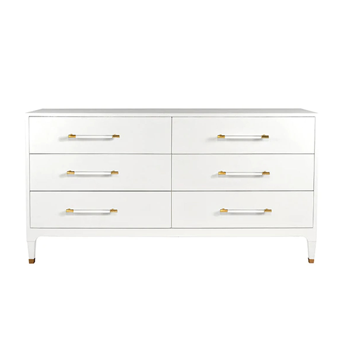 Worlds Away Maren 6 Drawer Chest - Textured White Linen