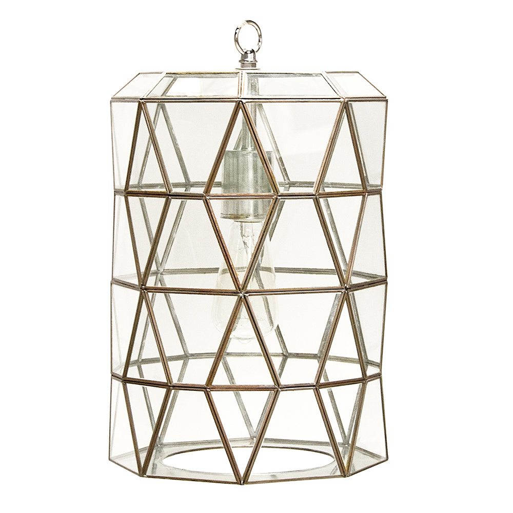 Worlds Away Mariah Clear Glass Faceted Pendant Light