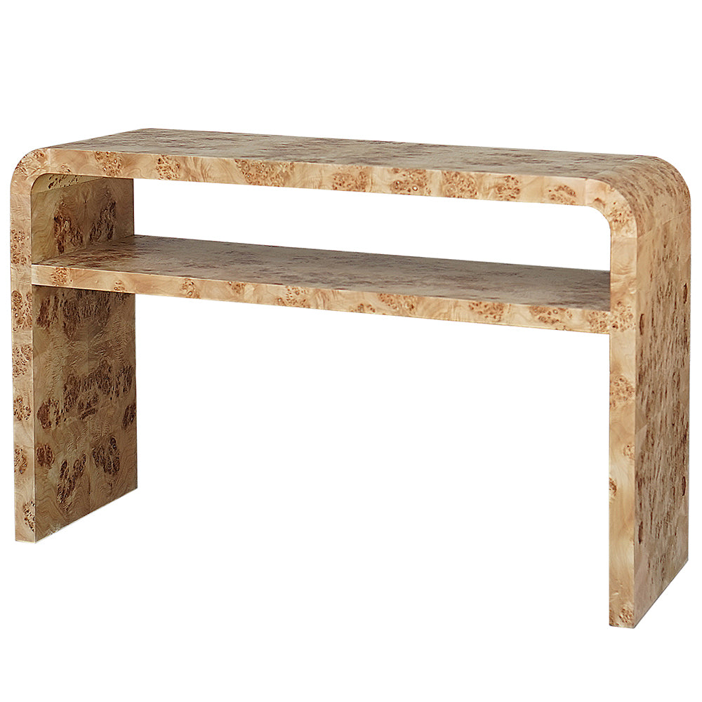 Worlds Away Marshall 2 Tier Waterfall Edge Console - Burl Wood