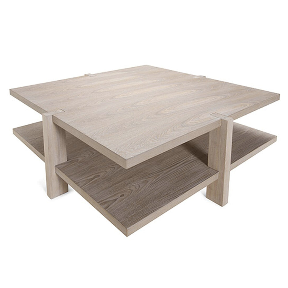Worlds Away Medford 2 Tier Square Coffee Table – Cerused Oak