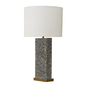 Worlds Away Melvick Table Lamp - Black Resin with Mother of Pearl InlaY