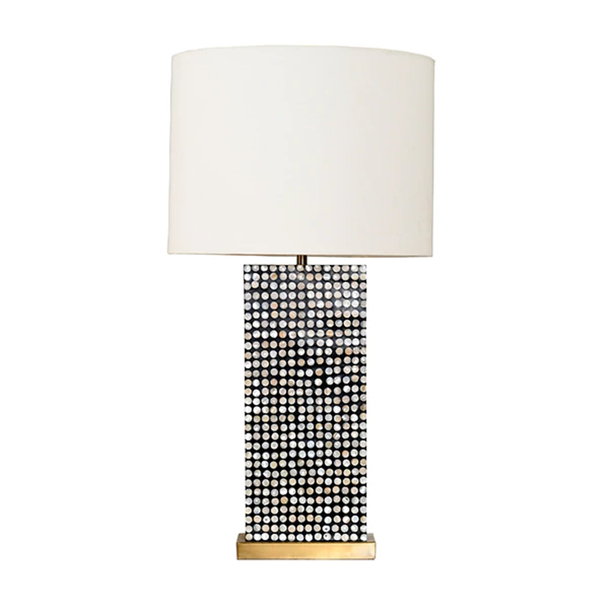 Worlds Away Melvick Table Lamp - Black Resin with Mother of Pearl InlaY