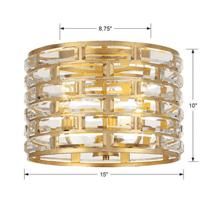 Meridian 3 Light Antique Gold Ceiling Mount