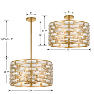 Meridian 6 Light Antique Gold Chandelier