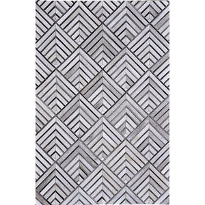 Chevron Patchwork Hide Rug - Grey