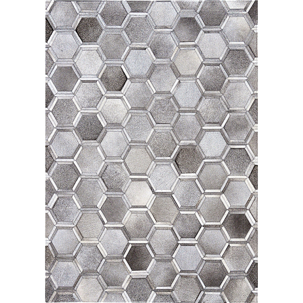 Honeycomb Patchwork Hide Rug - Grey