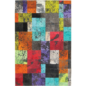 Multicolor Patchwork Patterned Hide Rug