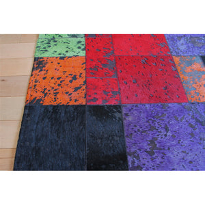 Multicolor Patchwork Patterned Hide Rug