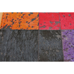 Multicolor Patchwork Patterned Hide Rug