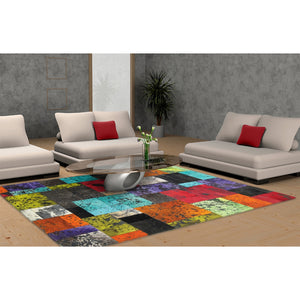 Multicolor Patchwork Patterned Hide Rug
