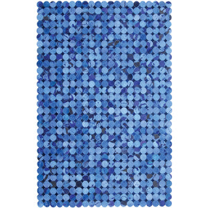 Blue Discs Patchwork Hide Rug