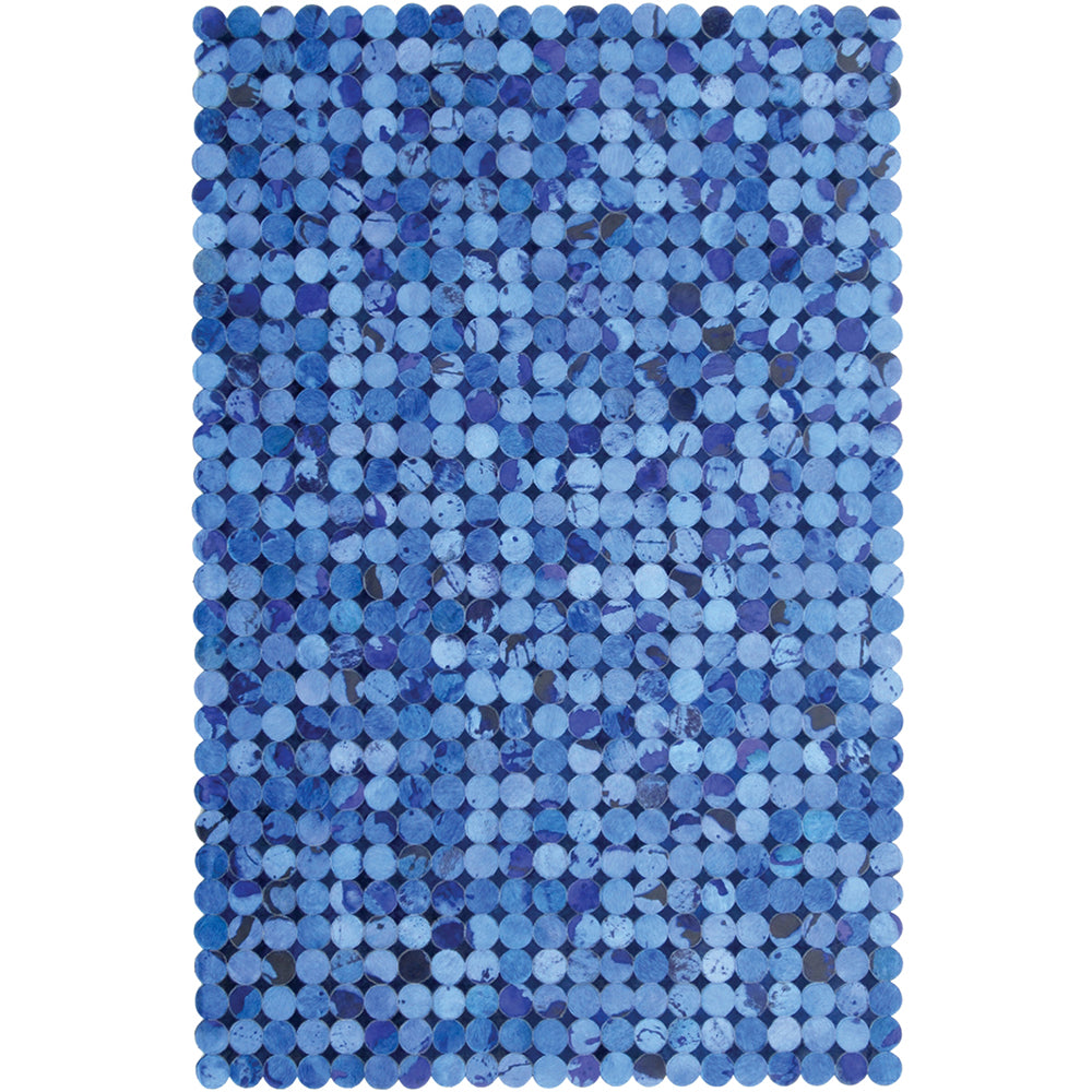 Blue Discs Patchwork Hide Rug