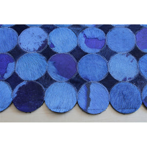 Blue Discs Patchwork Hide Rug
