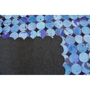 Blue Discs Patchwork Hide Rug
