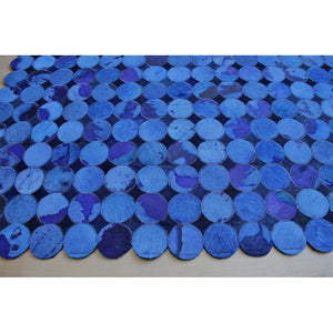 Blue Discs Patchwork Hide Rug