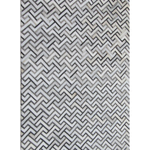 Interlocking Pattern Hide Rug - Grey & White
