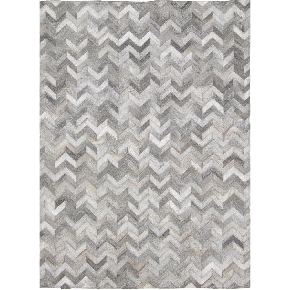 Zig Zag Pattern Patchwork Hide Rug - Grey