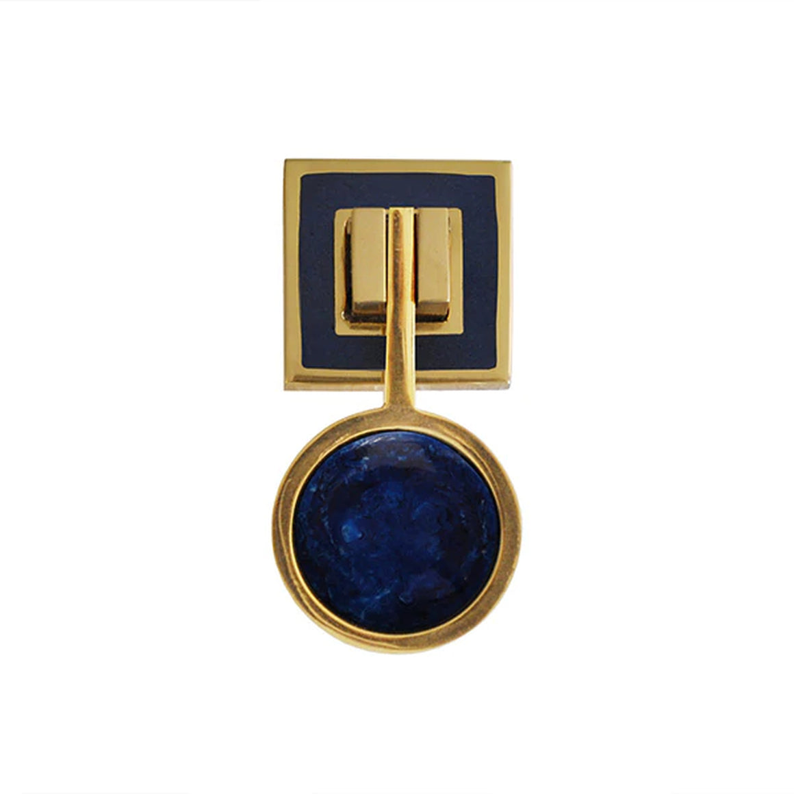 Milan Marble Blue Inset Brass Pull Knob