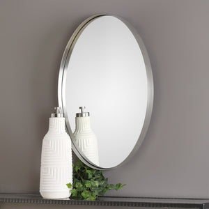 Pursley Brushed Nickel Oval Mirror