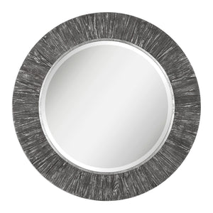 Wenton Round Aged Wood Mirror