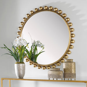 Cyra Gold Round Mirror