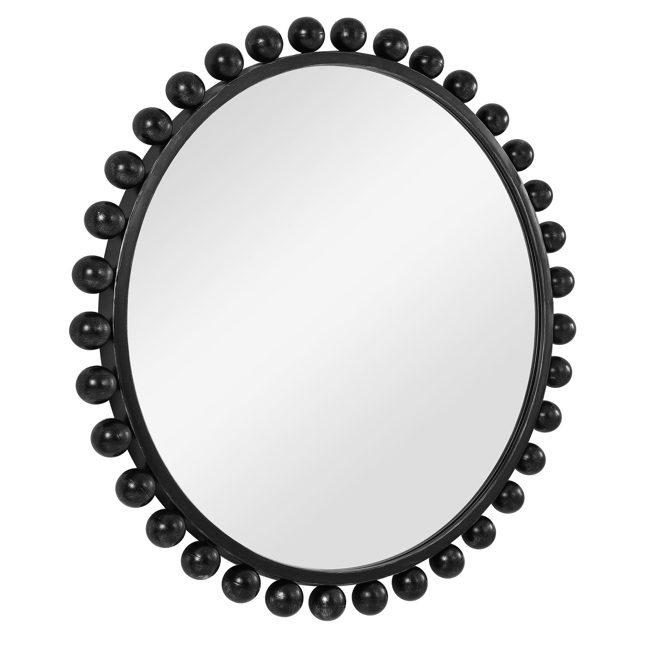 Cyra Black Round Mirror