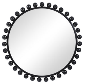 Cyra Black Round Mirror