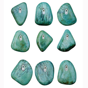 Pebbles Aqua Wood Wall Decor, S/9