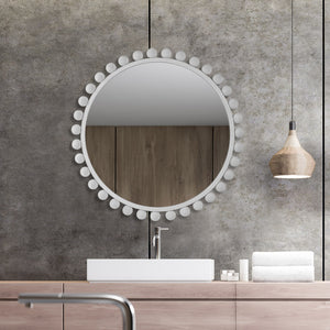 Cyra White Round Mirror