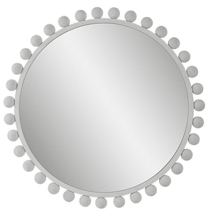Cyra White Round Mirror