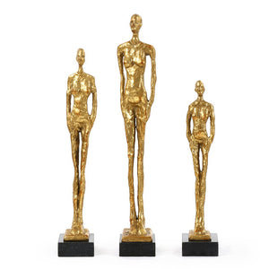 Cast Iron Figure Sculptures with Gold Leaf – Set of 3 | MilesCollection | Villa & House
