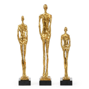 Cast Iron Figure Sculptures with Gold Leaf – Set of 3 | MilesCollection | Villa & House